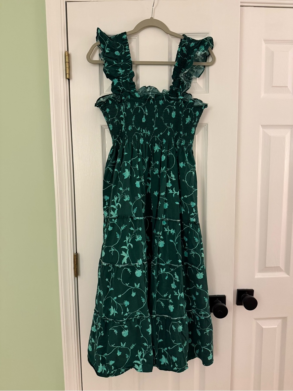 Hill House Nap Dress Emerald & Mint Floral Tiered Midi Dress - Picture 3 of 4